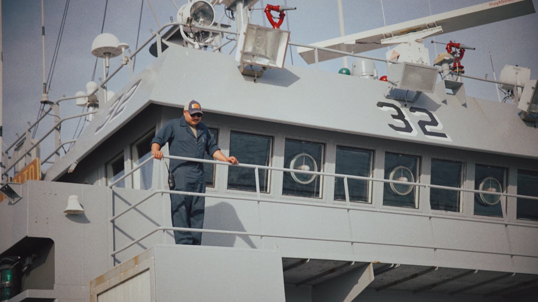 Army mariner standing on a vessel bridge